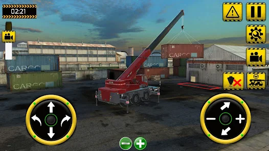 Snímek hry Realistic Crane Simulator — zvedání nákladu